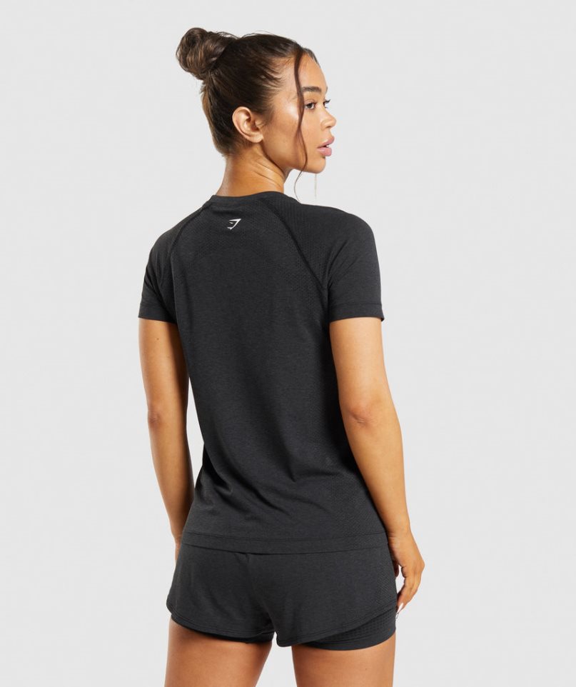 Koszulki Gymshark Vital Seamless 2.0 Light Damskie Czarne | PL 260URY